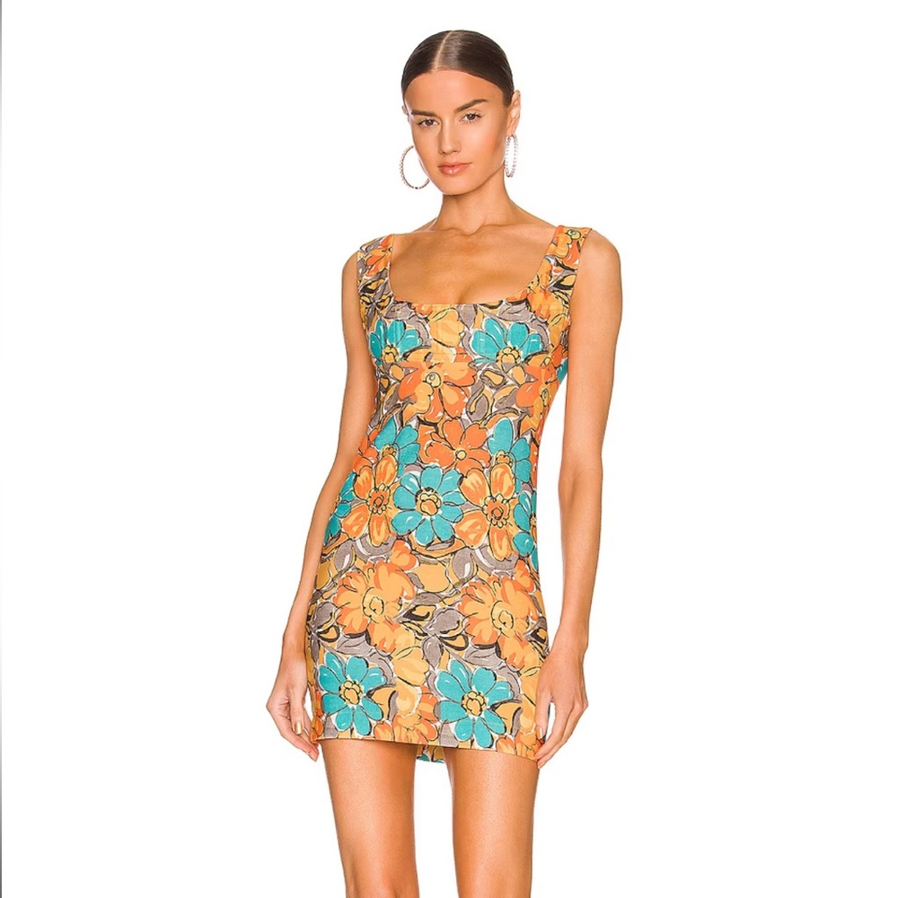 Miaou Vivi Dress in Parisian Flower Orange NWT